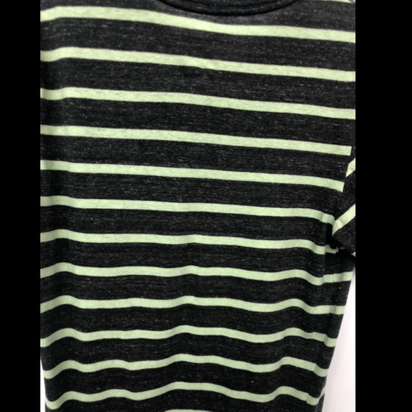 On The Byas Grey and Lime Green Striped T-shirt - Picture 3 of 4